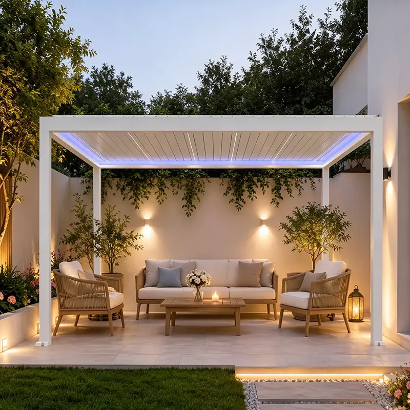 Pergola แบบบานเกล็ดแบบยืดหดได้แบบใช้มอเตอร์สามารถเปลี่ยนพื้นที่อยู่อาศัยกลางแจ้งได้อย่างไร